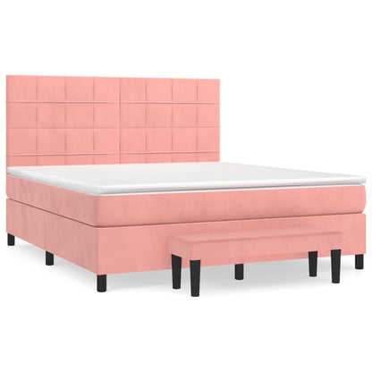 Box Spring Postel S Matrací Růžová 180X200 Cm Samet