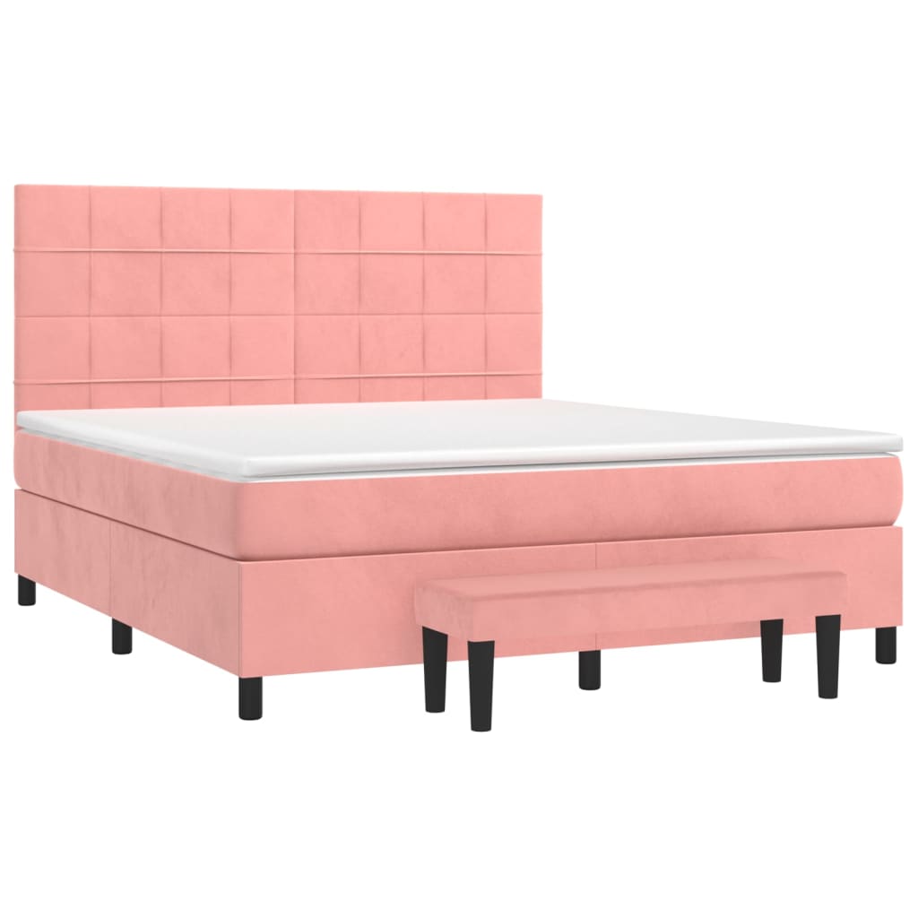 Box Spring Postel S Matrací Růžová 180X200 Cm Samet