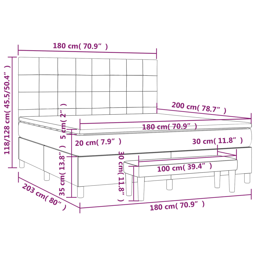 Box Spring Postel S Matrací Růžová 180X200 Cm Samet
