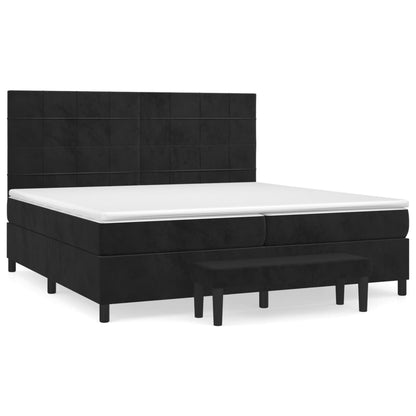 Box Spring Postel S Matrací Černá Samet Černá