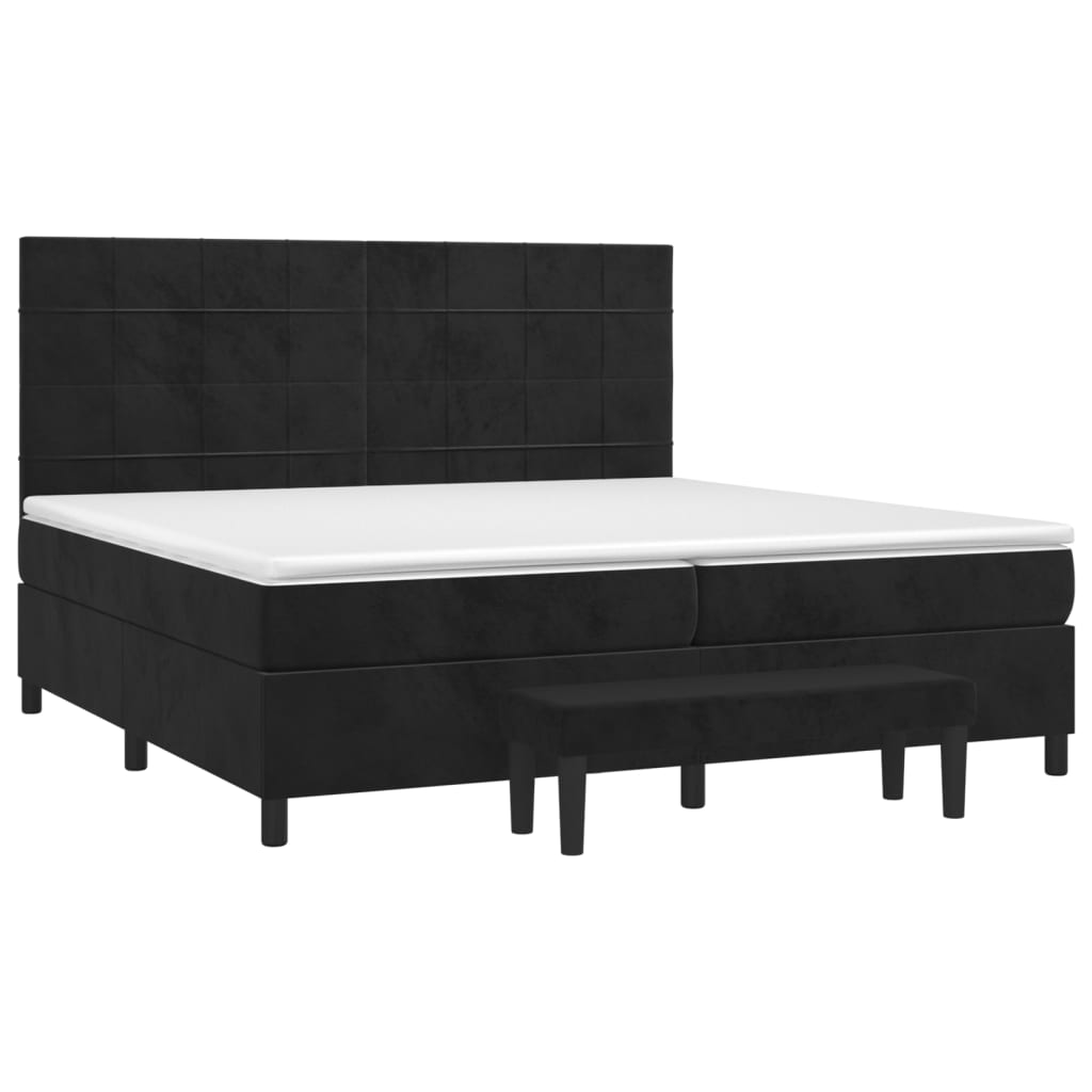 Box Spring Postel S Matrací Černá Samet Černá