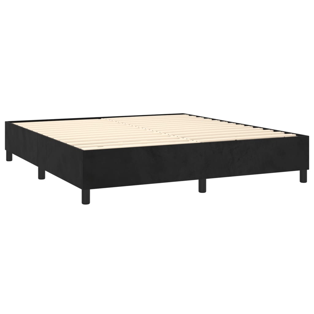 Box Spring Postel S Matrací Černá Samet Černá