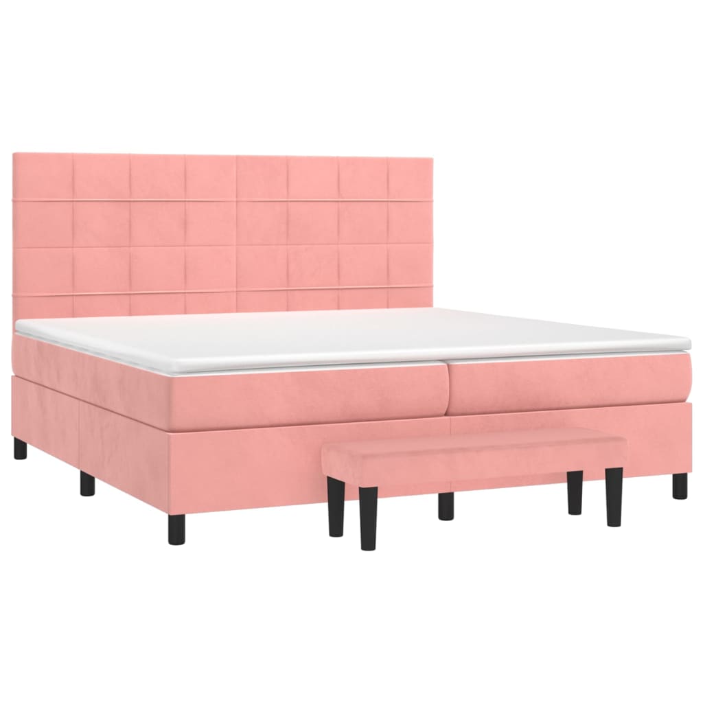 Box Spring Postel S Matrací Růžová 200X200 Cm Samet