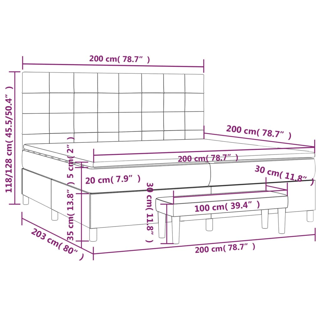 Box Spring Postel S Matrací Růžová 200X200 Cm Samet