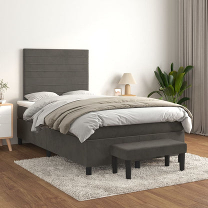 Box Spring Postel S Matrací Samet Tmavě Šedá