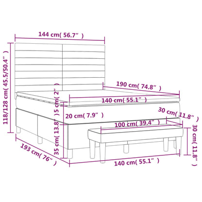 Box Spring Postel S Matrací Růžová 140X190 Cm Samet