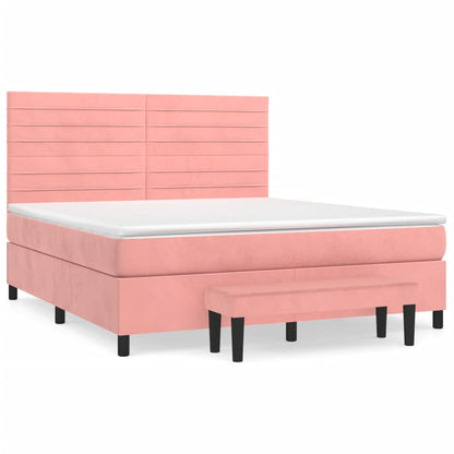 Box Spring Postel S Matrací Růžová 160X200 Cm Samet