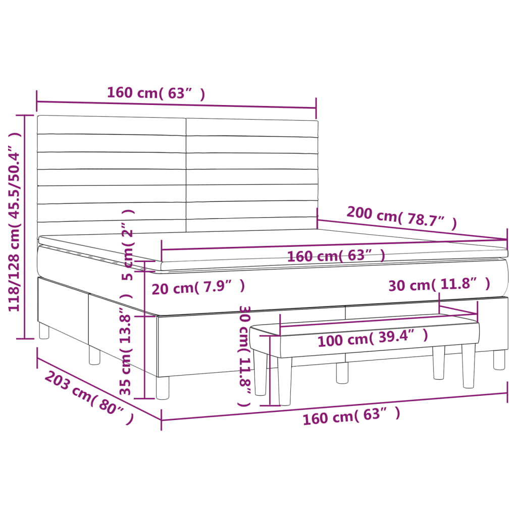 Box Spring Postel S Matrací Růžová 160X200 Cm Samet