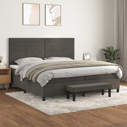 Box Spring Postel S Matrací Samet Tmavě Šedá