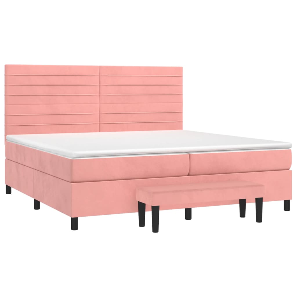 Box Spring Postel S Matrací Růžová 200X200 Cm Samet