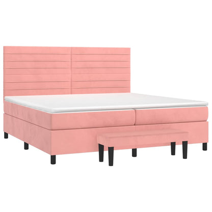 Box Spring Postel S Matrací Růžová 200X200 Cm Samet
