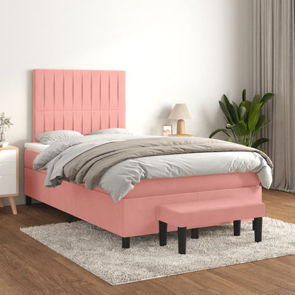 Box Spring Postel S Matrací Samet Růžová