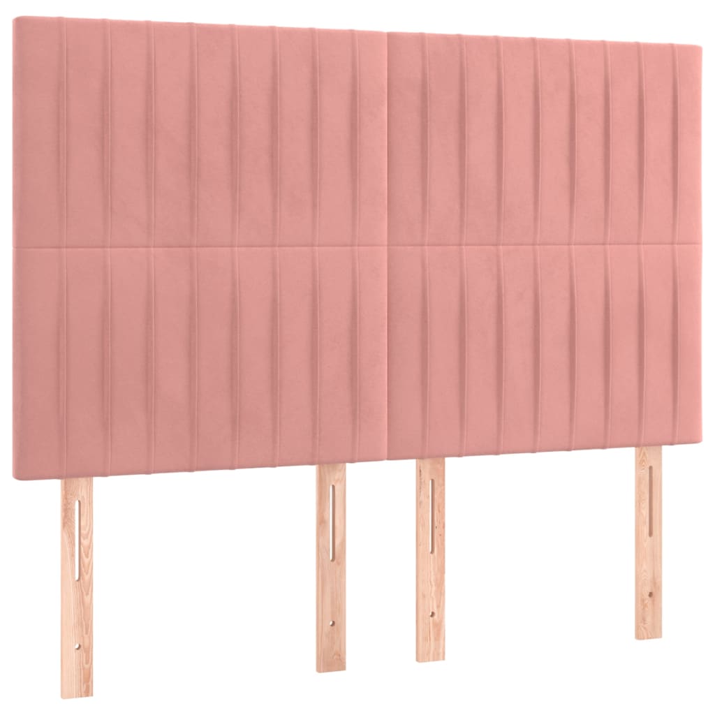 Box Spring Postel S Matrací Růžová 140X190 Cm Samet