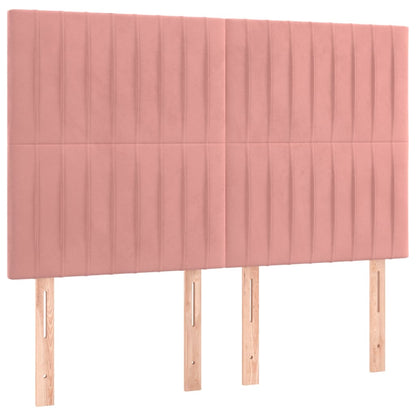Box Spring Postel S Matrací Růžová 140X190 Cm Samet