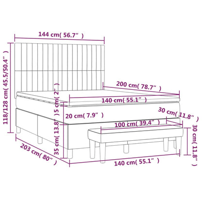 Box Spring Postel S Matrací Růžová 140X200 Cm Samet