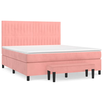 Box Spring Postel S Matrací Růžová 180X200 Cm Samet