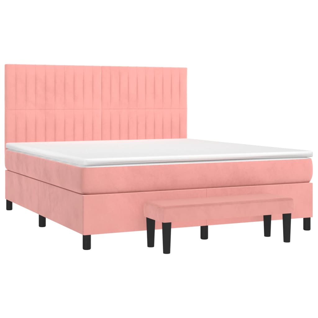 Box Spring Postel S Matrací Růžová 180X200 Cm Samet