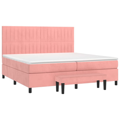 Box Spring Postel S Matrací Růžová 200X200 Cm Samet