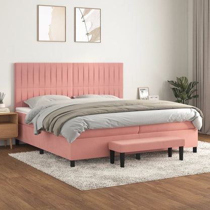 Box Spring Postel S Matrací Růžová 200X200 Cm Samet