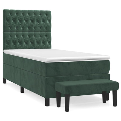 Box Spring Postel S Matrací Samet Tmavě Zelená