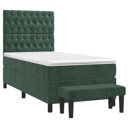 Box Spring Postel S Matrací Samet Tmavě Zelená