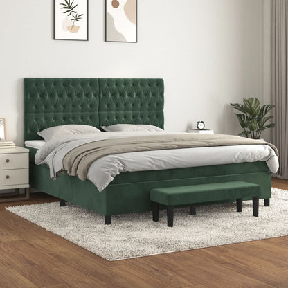 Box Spring Postel S Matrací Samet Tmavě Zelená
