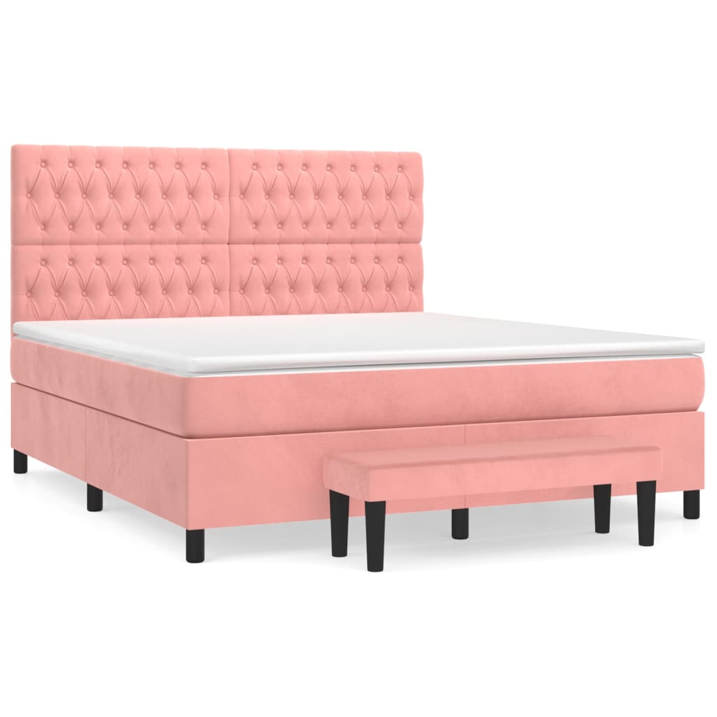 Box Spring Postel S Matrací Růžová 180X200 Cm Samet