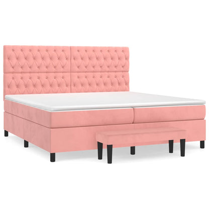 Box Spring Postel S Matrací Růžová 200X200 Cm Samet