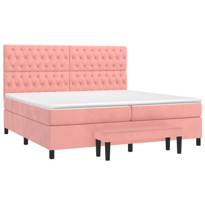 Box Spring Postel S Matrací Růžová 200X200 Cm Samet