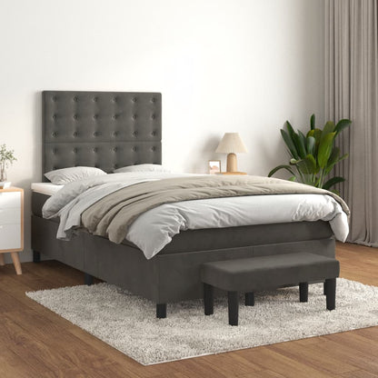 Box Spring Postel S Matrací Samet Tmavě Šedá