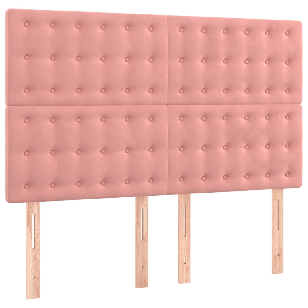 Box Spring Postel S Matrací Růžová 140X200 Cm Samet