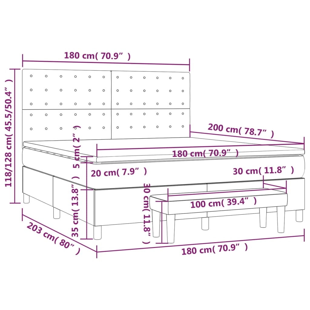 Box Spring Postel S Matrací Růžová 180X200 Cm Samet