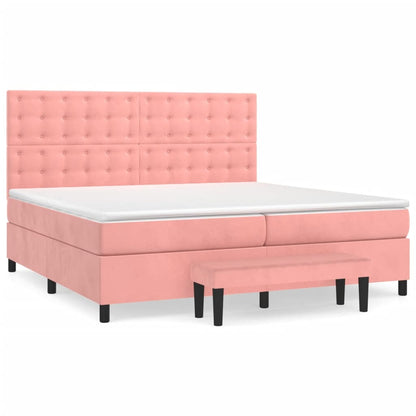 Box Spring Postel S Matrací Růžová 200X200 Cm Samet