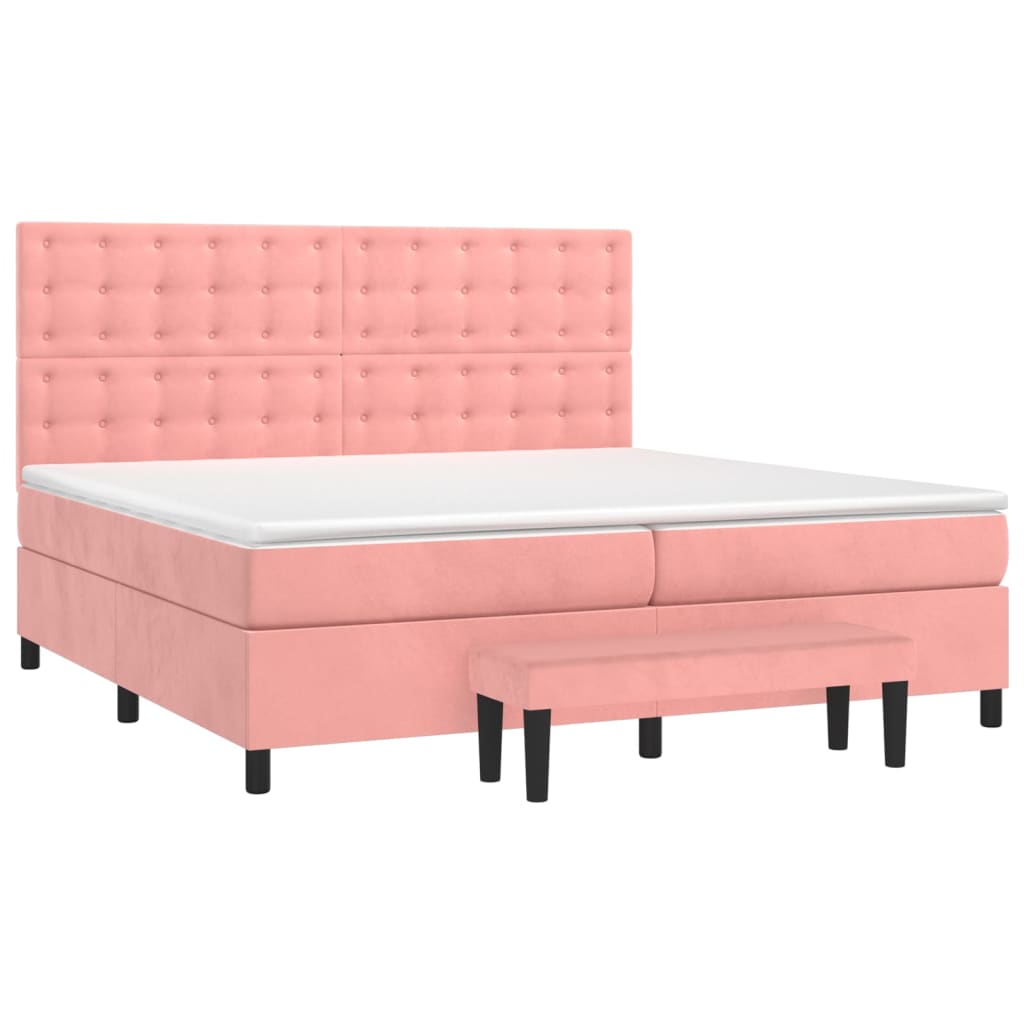 Box Spring Postel S Matrací Růžová 200X200 Cm Samet