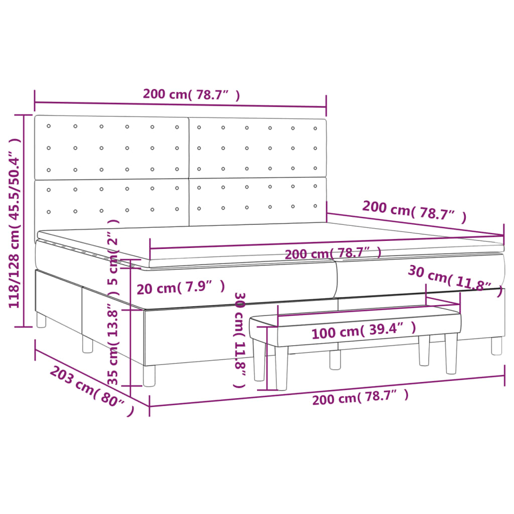 Box Spring Postel S Matrací Růžová 200X200 Cm Samet