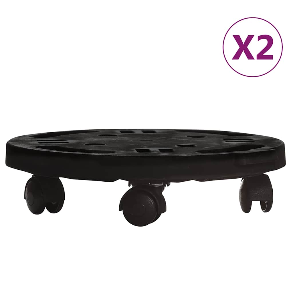Vozíky Na Rostliny Na Kolečkách 2 Ks Průměr 30 Cm Černé 170 Kg