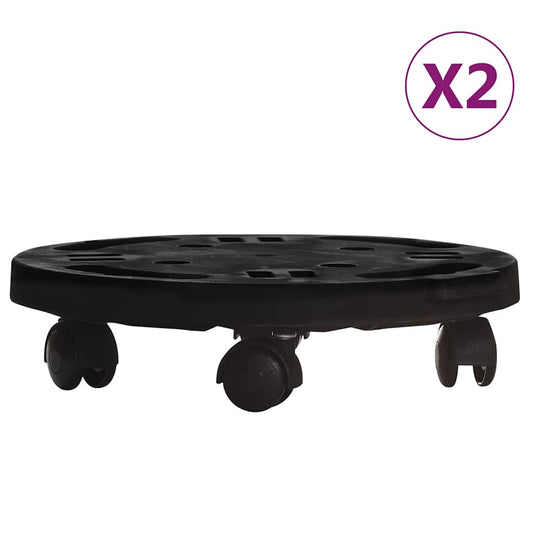 Vozíky Na Rostliny Na Kolečkách 2 Ks Průměr 30 Cm Černé 170 Kg