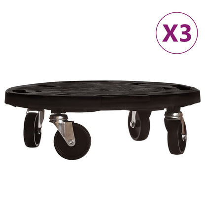 Vozíky Na Rostliny Na Kolečkách 3 Ks Průměr 40 Cm Černé 275 Kg