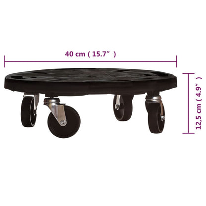 Vozíky Na Rostliny Na Kolečkách 3 Ks Průměr 40 Cm Černé 275 Kg