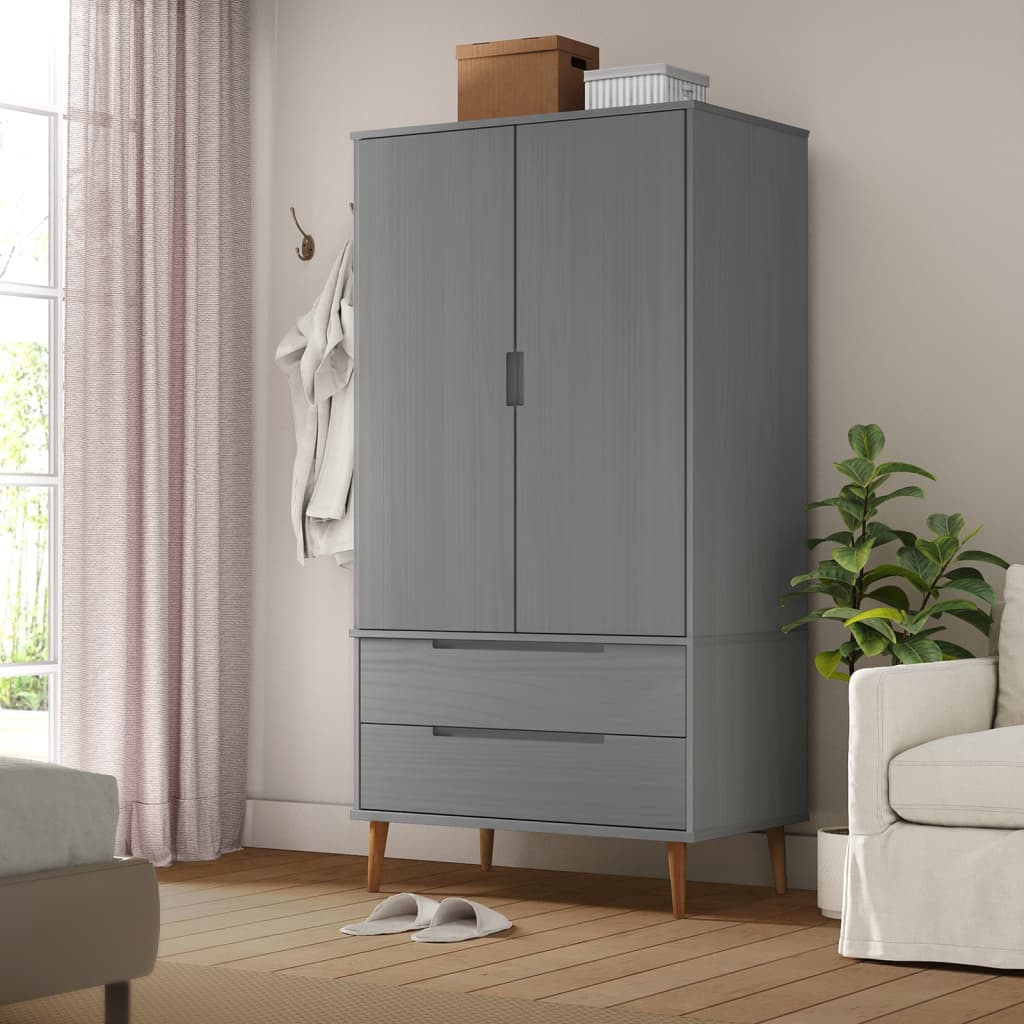 Šatní Skříň Molde 90 X 55 X 175 Cm Masivní Borové Dřevo