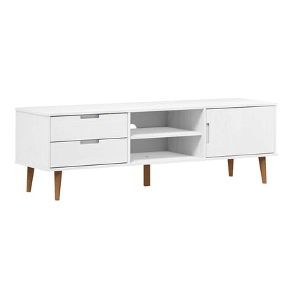 Tv Stolek Molde Bílý 158 X 40 X 49 Cm Masivní Borové Dřevo