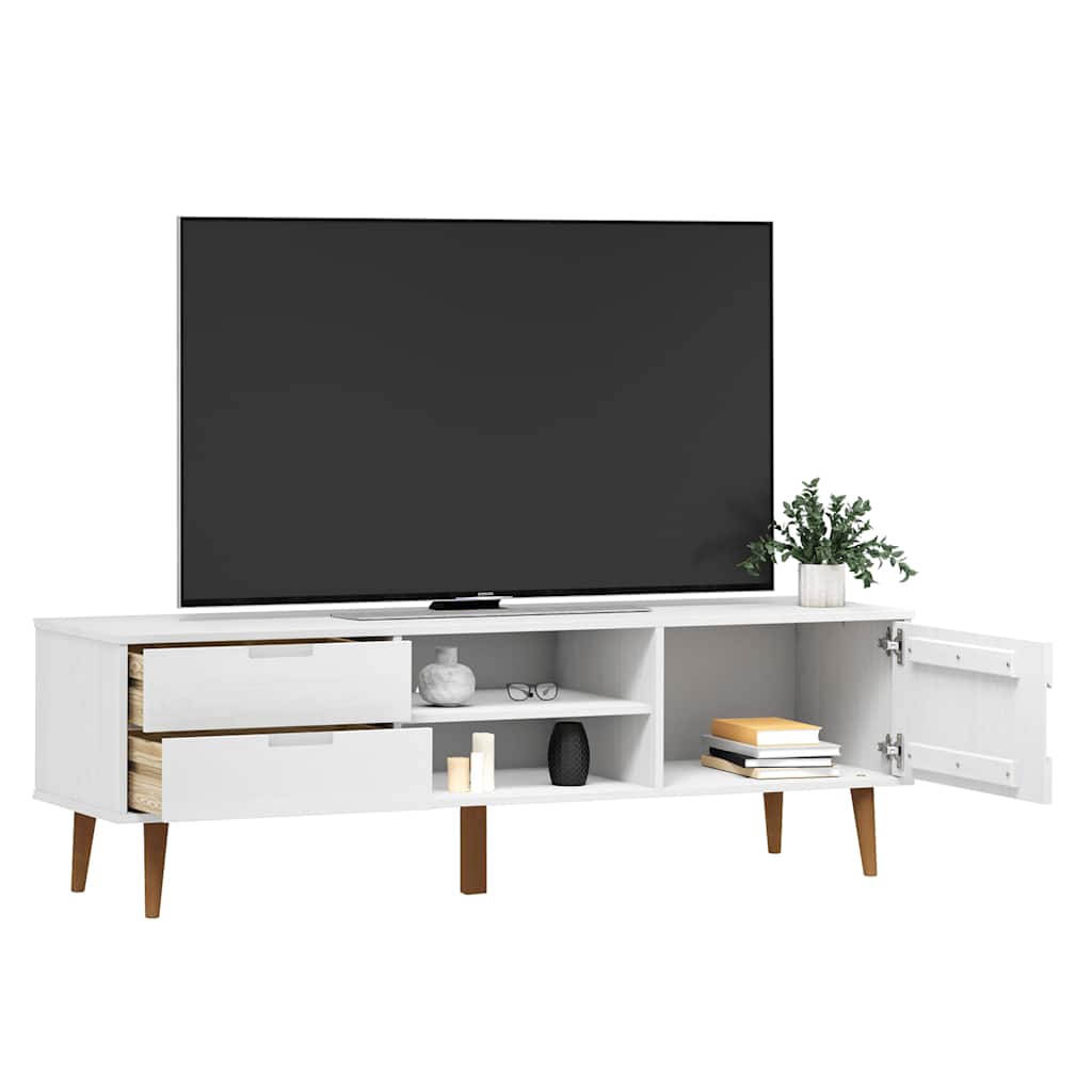 Tv Stolek Molde Bílý 158 X 40 X 49 Cm Masivní Borové Dřevo