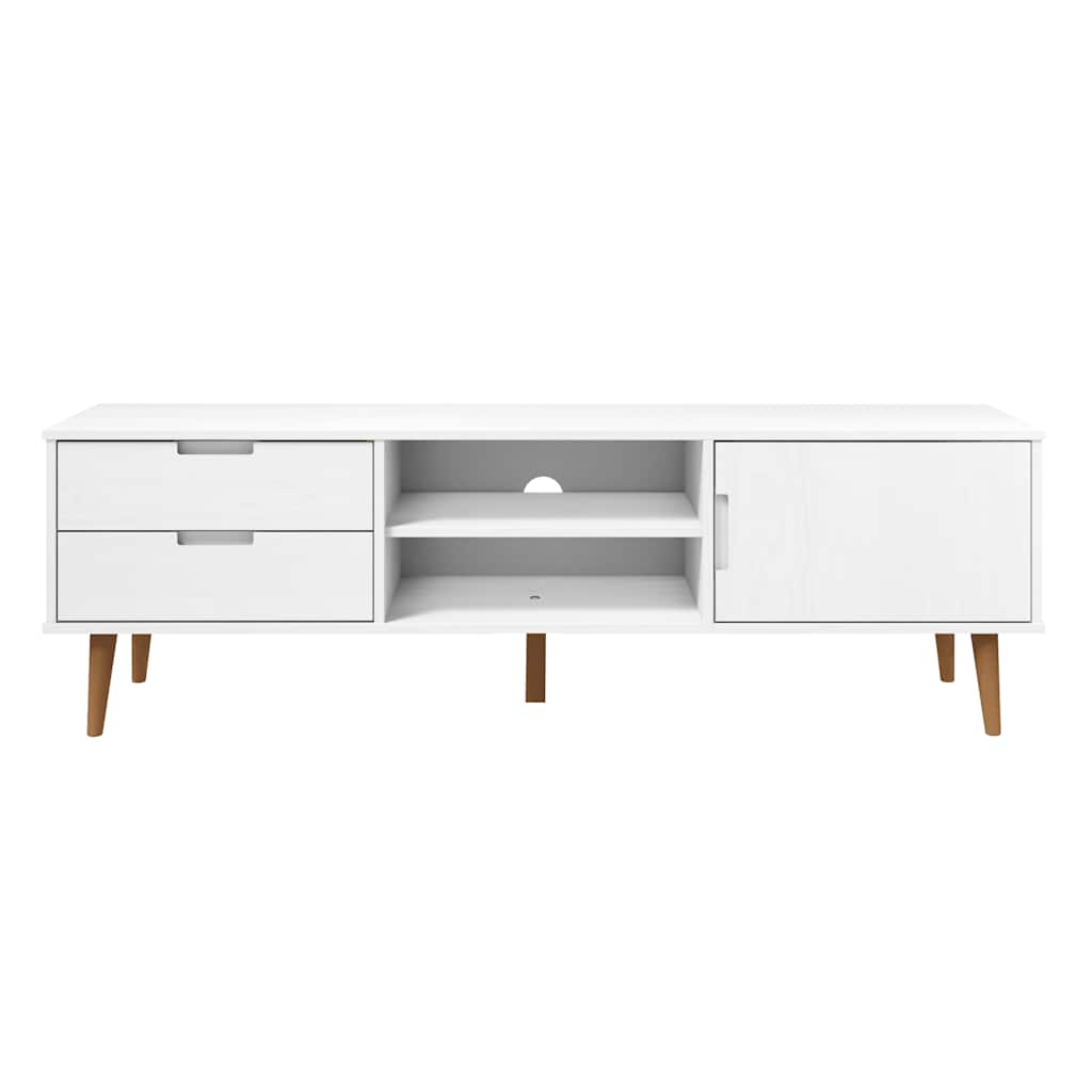 Tv Stolek Molde Bílý 158 X 40 X 49 Cm Masivní Borové Dřevo