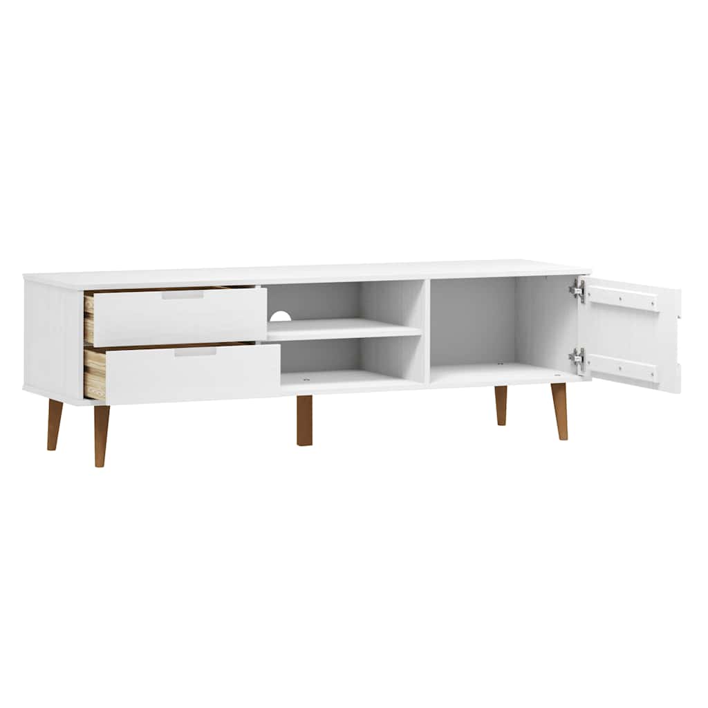 Tv Stolek Molde Bílý 158 X 40 X 49 Cm Masivní Borové Dřevo