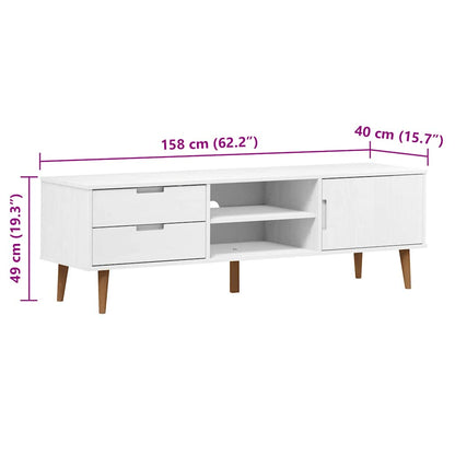 Tv Stolek Molde Bílý 158 X 40 X 49 Cm Masivní Borové Dřevo
