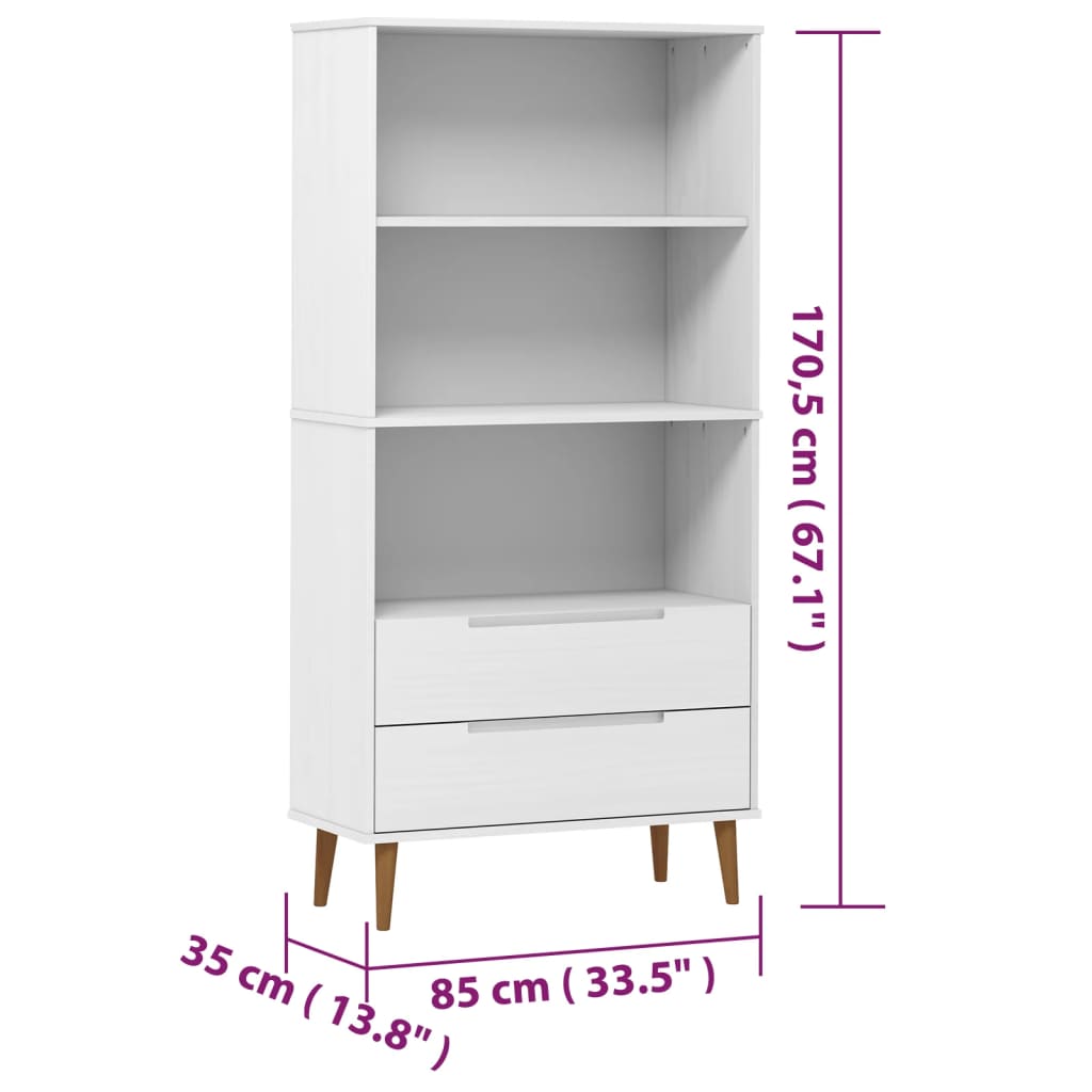 Knihovna Molde 85 X 35 X 170,5 Cm Masivní Borové Dřevo