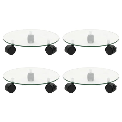 Vozíky Na Rostliny 4 Ks 28 Cm Tvrzené Sklo Kulaté