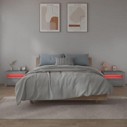 Noční Stolky 2 Ks S Led Osvětlením Šedé Sonoma 60 X 35 X 40 Cm