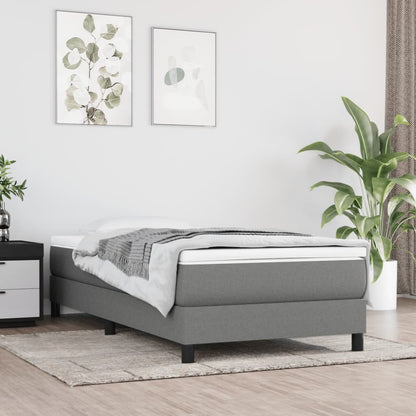 Box Spring Postel S Matrací Textil Tmavě Šedá