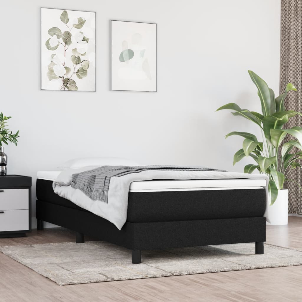 Box Spring Postel S Matrací Černá Textil Černá